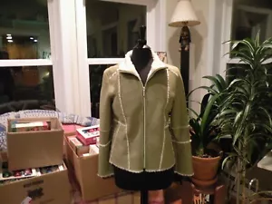 Outdoor Edition by Parkhurst Suede Lime Green Women's Jacket M - Picture 1 of 12
