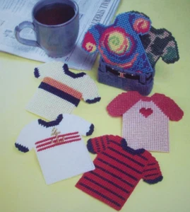 Crazy tees shirt T-Shirts coaster plastic canvas Annie's  pattern - Picture 1 of 2