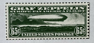 US GRAF ZEPPELIN STAMP C13 DARK GREEN VONCORP PROMOTIONAL CARD DUNEDIN, FL FAKE
