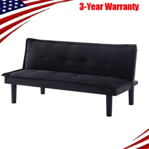 63in Adjustable Futon Sofa Bed Faux Suede Upholstered Modern Sleeper Couch Futon - Picture 1 of 24