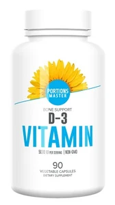 Portions Master Vitamin D-3 Capsules | 5000 IU | Bone, Muscle, & Heart Support - Picture 1 of 4