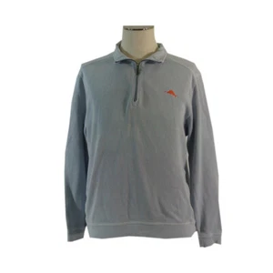 Tommy Bahama Sweater Men's medium light blue 1/4 quarter zip pullover L/S - Picture 1 of 12