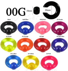 PAIR Large Acrylic UV & Solid Colors Captive Bead Ring Earring 00G - Picture 1 of 15