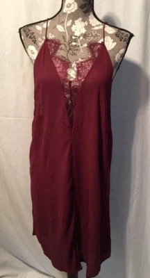 Intimately Free People Burgundy Nightwear w/Lace Trim & spaghetti straps Size SP - Image 1 of 4