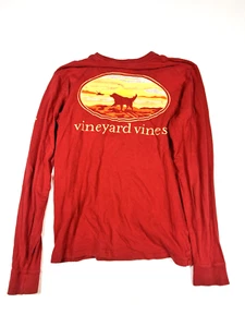 T shirt Vineyard Vines rossa manica lunga girocollo uomo S bella. - Foto 1 di 6