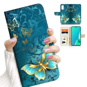( For Vivo Y01 ) Wallet Flip Case Cover AJ24049 Blue Butterfly - Photo 1 sur 7