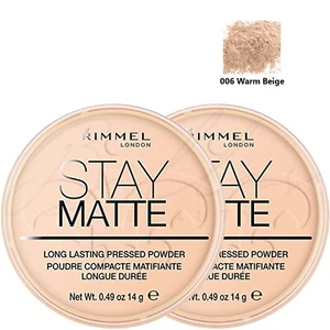 RIMMEL London Stay Matte Pressed Face Powder 14g - 006 Warm Beige *PACK OF 2* - Picture 1 of 5