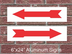 2 ARROW Aluminum Metal Signs Red & White 6"x24" 2 Sided Real Estate Rider - Picture 1 of 3