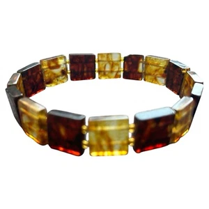 Unisex Amber Rectangular Bead Bracelet - Picture 1 of 6