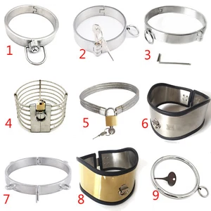 Stainless Steel Choker Lockable Metal Slave Neck Collar Restraint Bondage O-Ring - Picture 1 of 52