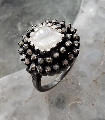 Sterling Silver 925 Raw Polki Diamond Cluster Sz 7.5 Ring Ag 24297 - Image 1 of 4