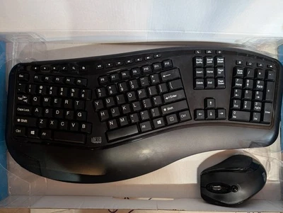Teclado ergonómico inalámbrico y ratón láser Adesso Tru-Form Media 1500 Foto 1 de 2