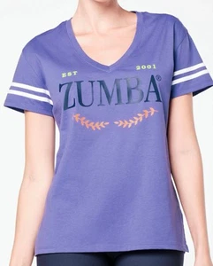 Zumba Wear Prep Loose Fit V-Neck Top Women's Size M Periwinkle New With Tags - Picture 1 of 5