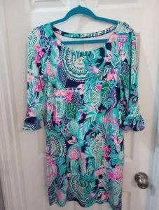 Lilly Pulitzer #698 Flutter Sleeve Desert Print Dress M EUC - Picture 1 of 18