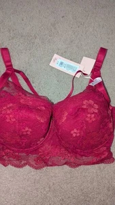 34G BOUX AVENUE UNDERWIIRED DARK RED STEPHANIE LONGLINE BRA BNWOT RRP £36 - Picture 1 of 3