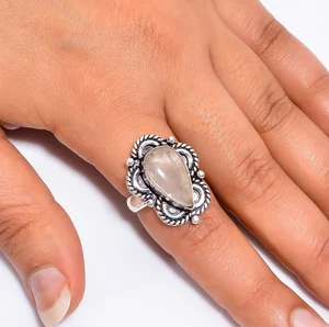 Natural Golden Rutile Quartz Gemstone 925 Sterling Silver Ring 6.5 US For Women - Picture 1 of 6