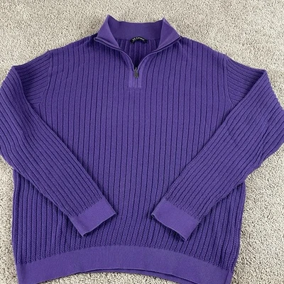 St. Croix Sweater Men’s Large Quarter Zip Purple Pullover Made In USA E245 - Image 1 of 4