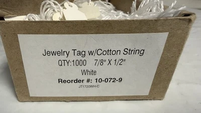 Pack of 1000 Jewelry tag w/ cotton string 3/8” x 13/16”- white - Image 1 of 4