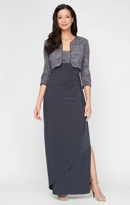 Alex Evenings Gown/Mother of the Bride Bolero Jacket Dress Gray Smoke--$219-NWT! - Image 1 of 4
