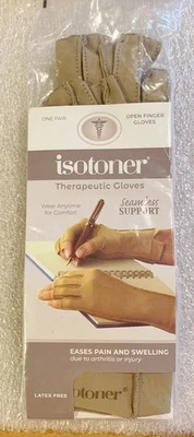 1 Par de Guantes Terapéuticos Isotoneros M/M Dedo Abierto Soporte Sin Costuras-Sin Látex Foto 1 de 4