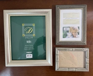 Vintage Lot Of 3 Silver Tone Frames Gallery Wall Art Decor Cottage Shabby Chic - Picture 1 of 14