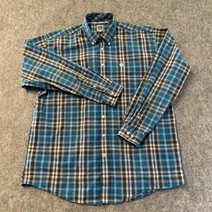Cinch Hemd Herren XL blau kariert Langarm Button Down Flip Cuff - Bild 1 von 18