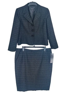 Kasper Womens Time to Shine Black/White Sparkle Suit Set Size 14P - Picture 1 of 17