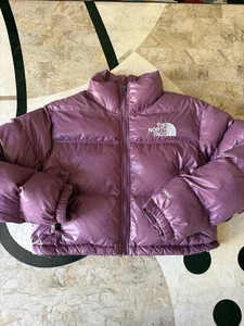 EUC THE NORTH FACE RETRO NUPTSE 700 DOWN PUFFER CROPPED JACKET BUBBLE GUM Rose S - Picture 1 of 11