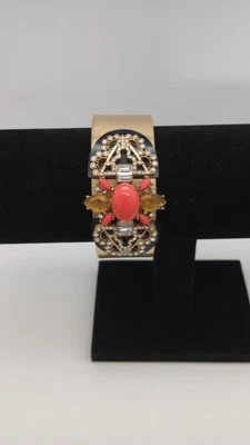 J. "Brazalete brazalete Crew tono dorado rosa cabujón y diamantes de imitación multicolores 6,5""" Foto 1 de 4