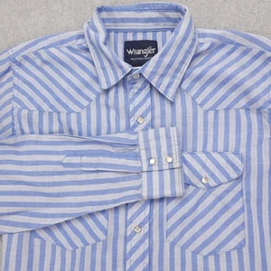 Wrangler Pearl Snap Shirt Men's Youth XXL (18-20) Blue Striped Western - Picture 1 of 11