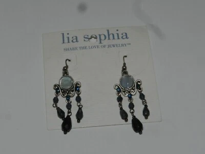 Pendientes Lia Sophia Joyería C & Be Seen Corte MOP Cristal Azul con Tono Plata Foto 1 de 3