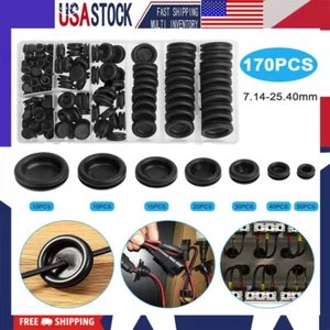 170Pcs Rubber Grommet Firewall Hole Plug Set Electrical Wiring Gasket Assortment - Picture 1 of 14