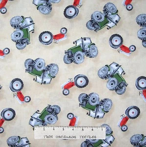 Green Mountain Farm Fabric - Country Tractor Toss Cream - Wilmington YARD - Picture 1 of 1