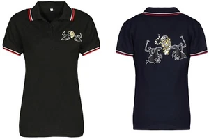 Donna Polo Camicia T-Shirt Maglia da Tom Tigre Frangia Nero Nuovo Tgl L - Imagen 1 de 4