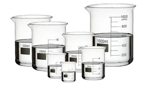 Vaso de vaso de borosilicato 3,3 10 ml, 25 ml, 50 ml, 100 ml, 250 ml, 500 ml, 1000 - Imagen 1 de 8