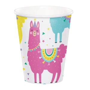 Llama Party Supplies Paper Cups 8 Pack 266ml Approx Girl Birthday Tableware  - Picture 1 of 1