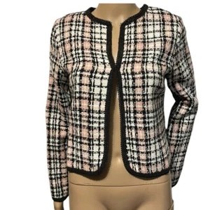VTG  Heart & Soul  Pink Black Clueless Style Cropped Blazer Sz M Y2K Plaid Twee - Picture 1 of 16