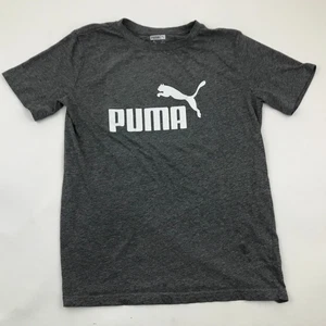 Puma Shirt Youth Size Large L Gray White Tee Short Sleeve Kids Graphic Boys Kid - Picture 1 of 9