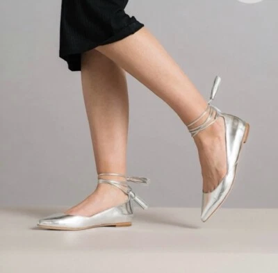 LOEFFLER RANDALL PENELOP СЕРЕБРЯНЫЕ ТУФЛИ НА ПЛОСКОЙ ПОДОШВЕ РАЗМЕР 8 B - Изображение 1 из 4