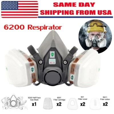 7in1 Half Face Gas Mask Facepiece Spray Painting 6200 Respirator Safety Protect - Image 1 of 4