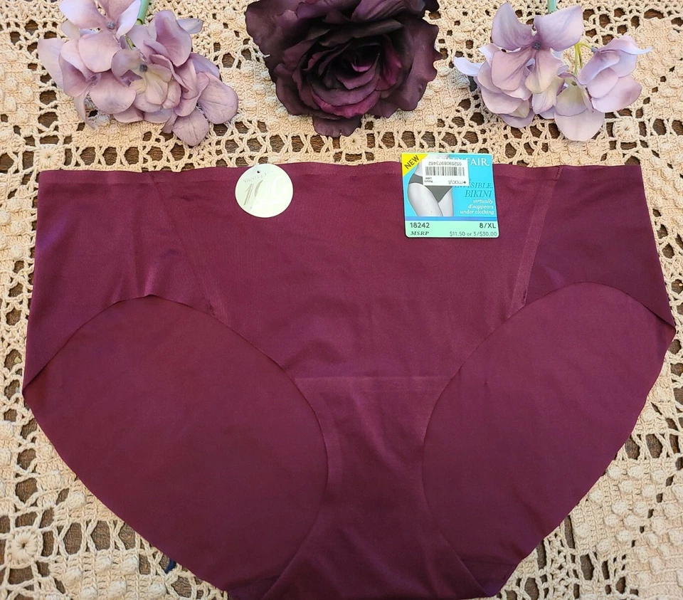 Vanity Fair Womens Nearly Invisible Bikini Style-18242 Size8 Damask Neutral