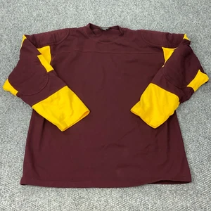 J Peterman Rugby Shirt Mens Large Maroon Padded Shouders Elbows - Picture 1 of 9