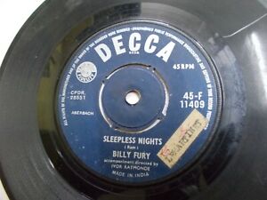 BILLY FURY I'd never find another/schlaflose Nacht Decca selten SINGLE 45 INDIEN SEHR GUTER ZUSTAND+