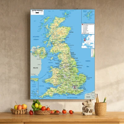 UNITED KINGDOM MAP POSTER EDUCATIONAL SCHOOL WALL ART A0 A1 A2 A3 - Image 1 of 4
