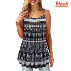 Womens Strappy Cami Ruffle Blouse Tops Ladies Floral Printed Tank Vest T-Shirt