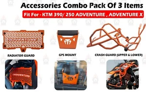 Fit For KTM Adventure "X 390, 250 Adventure Orange Accessories Combo Pack of 3" - Picture 1 of 22