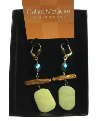 VTG Sitcom Friends Dangle Jade Earrings Jewelry By Sitcom Designer Debra McGuire - Image 1 of 4