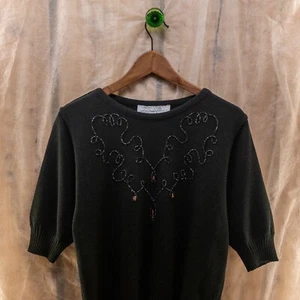 Suéter Pullover La Perla Manga Corta Mujer EE. UU. M UE 40 Bordado Cuentas - Imagen 1 de 12
