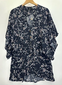 Mini vestido túnica para mujer VICI floral con cuello en V abotonada talla mediana nuevo sin etiquetas - Imagen 1 de 9