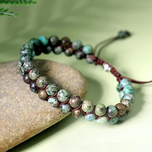 Turquoise Jewelry for Women Handmade Healing Boho Adjustable Braided Bracelets - Picture 1 of 6